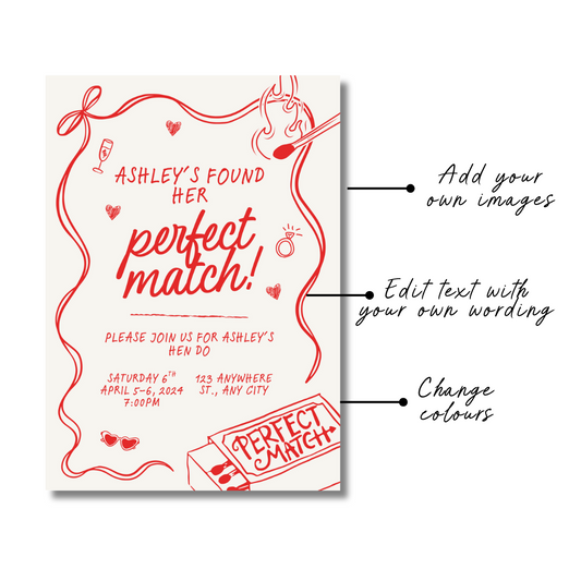 Perfect Match Invite & Itinerary (DIGITAL)