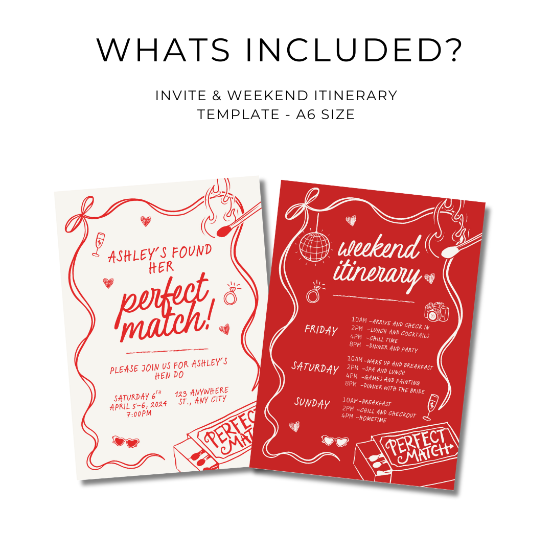 Perfect Match Invite & Itinerary (DIGITAL)