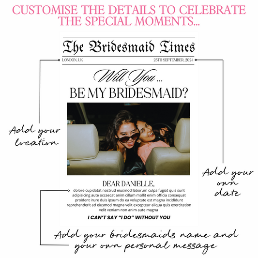 BRIDESMAID PROPOSAL NEWSPAPER CARD