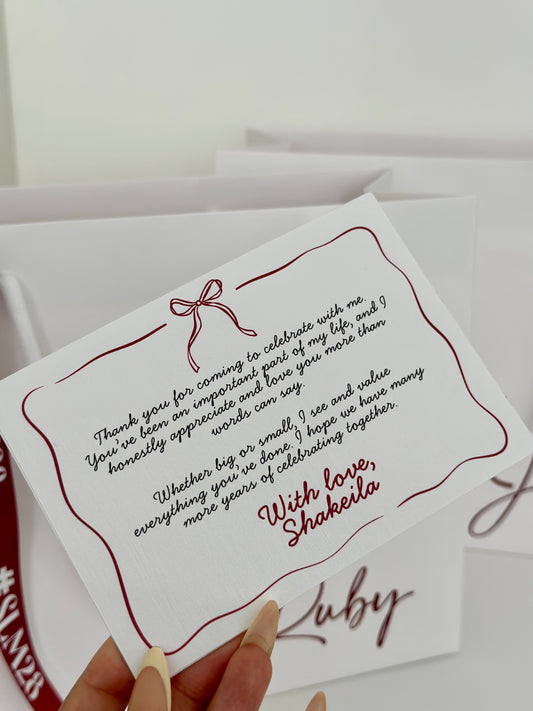 BOW THEMED THANK YOU CARD