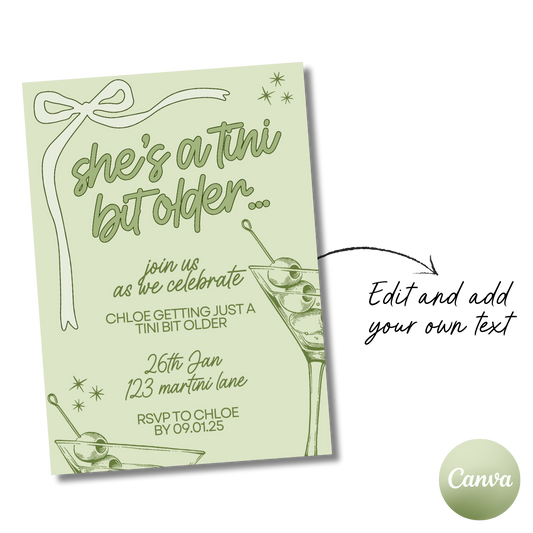 TINI BIT OLDER INVITE AND MARTINI MENU (DIGITAL)