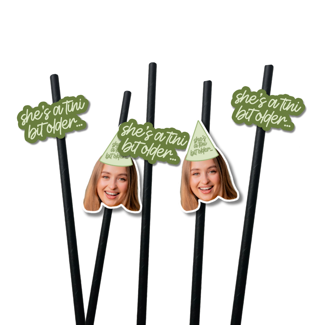 PERSONALISED TINI BIT OLDER STRAW TOPPER & STRAWS