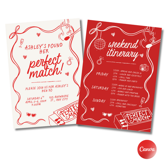 Perfect Match Invite & Itinerary (DIGITAL)