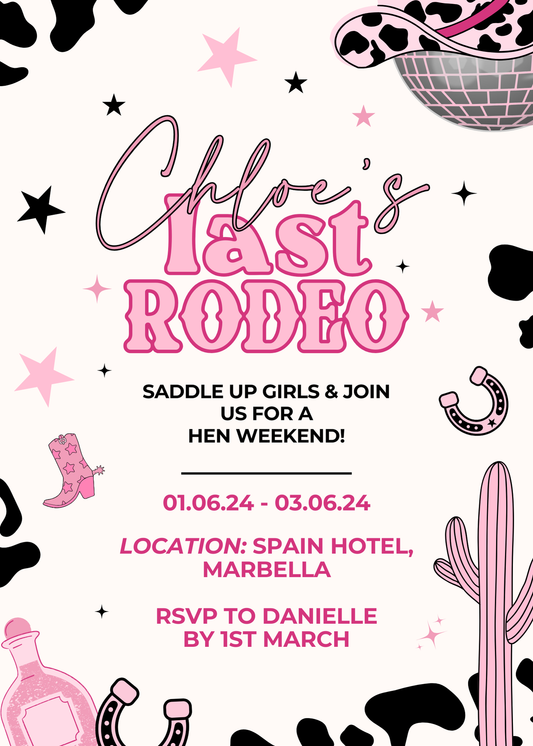 PERSONALISED LAST RODEO INVITE & ITINERARY - FREE DIGITAL INVITE