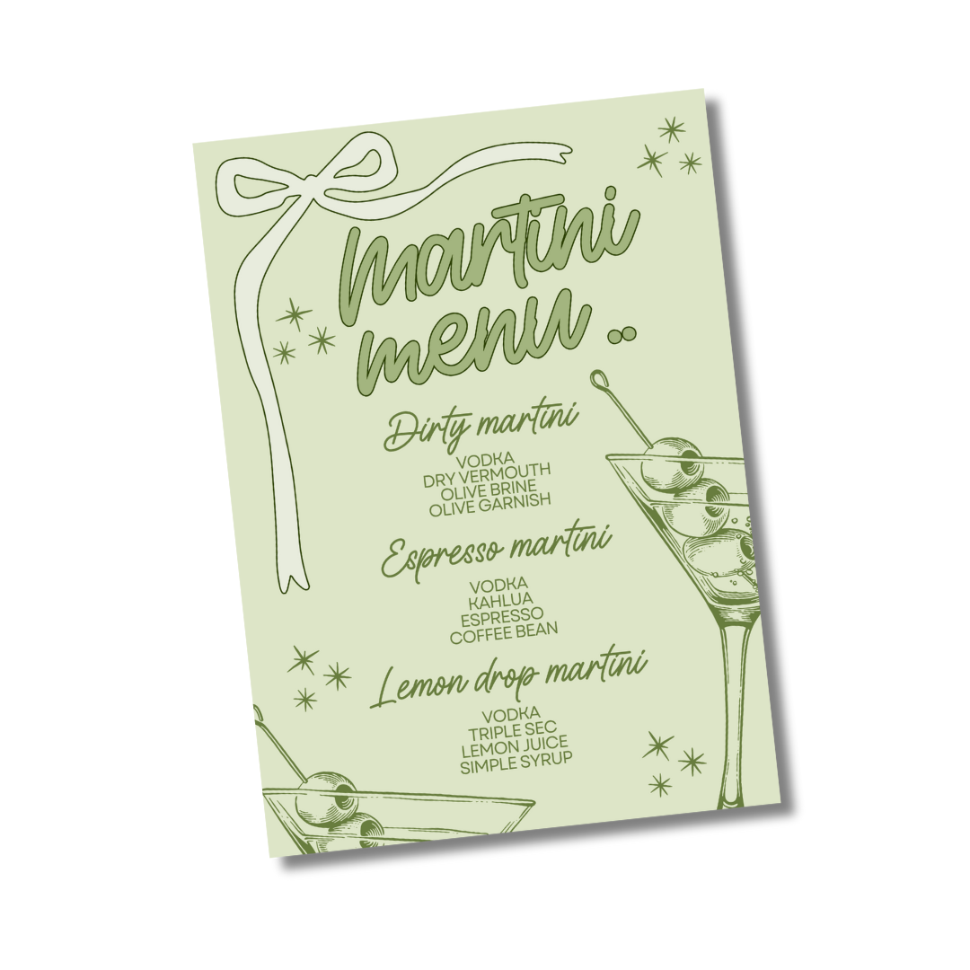 TINI BIT OLDER MARTINI MENU