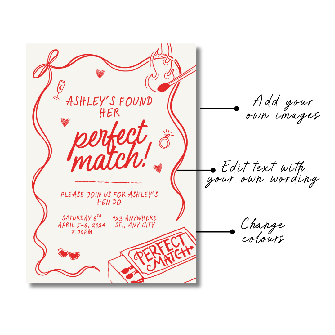 Perfect Match Invite & Itinerary (DIGITAL)