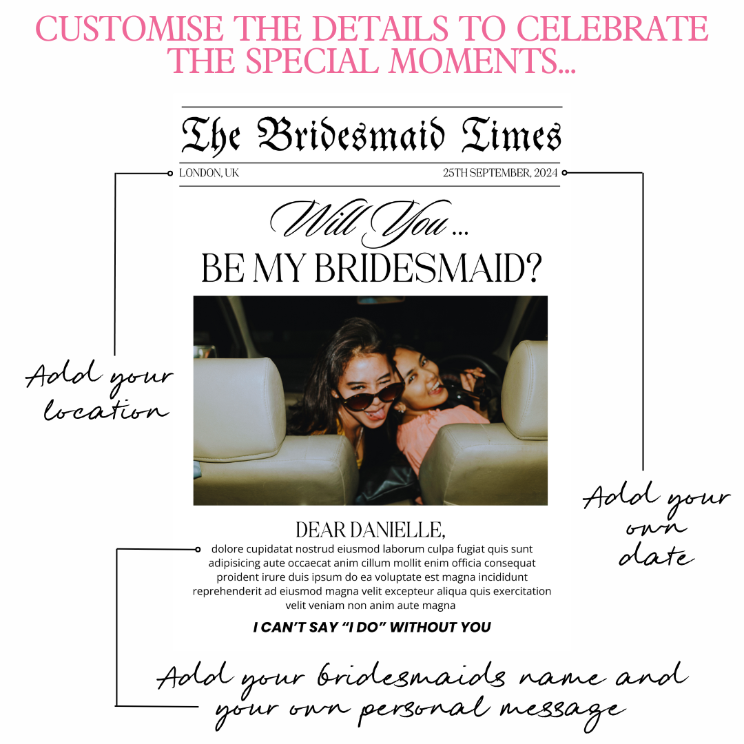 BRIDESMAID PROPOSAL NEWSPAPER CARD