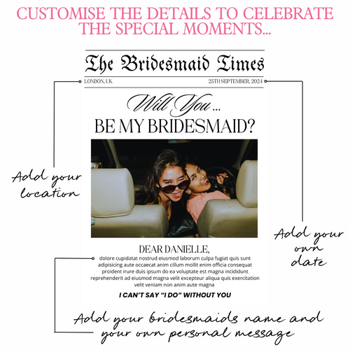 BRIDESMAID PROPOSAL NEWSPAPER CARD
