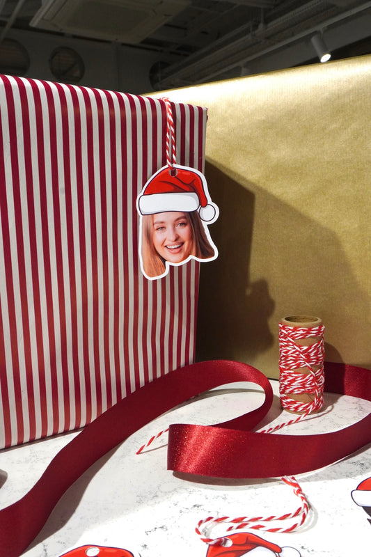 LARGE CUSTOM FACE SANTA GIFT TAGS - PACK OF 4
