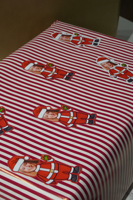 LARGE FACE SANTA STICKERS -  PACK OF 6