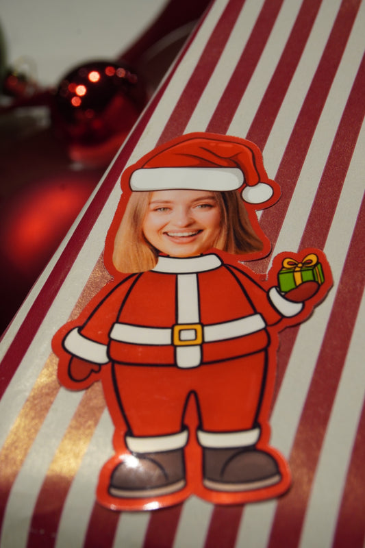 LARGE FACE SANTA STICKERS -  PACK OF 6