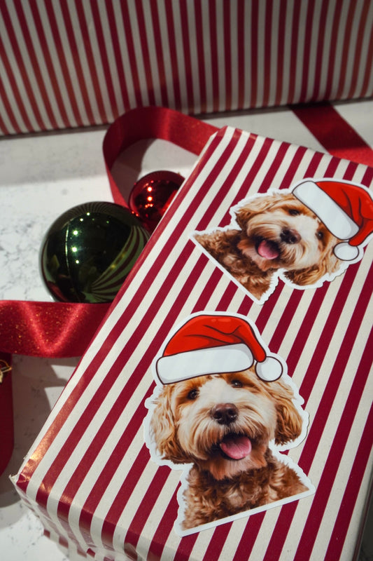 LARGE PET SANTA STICKERS -  PACK OF 6