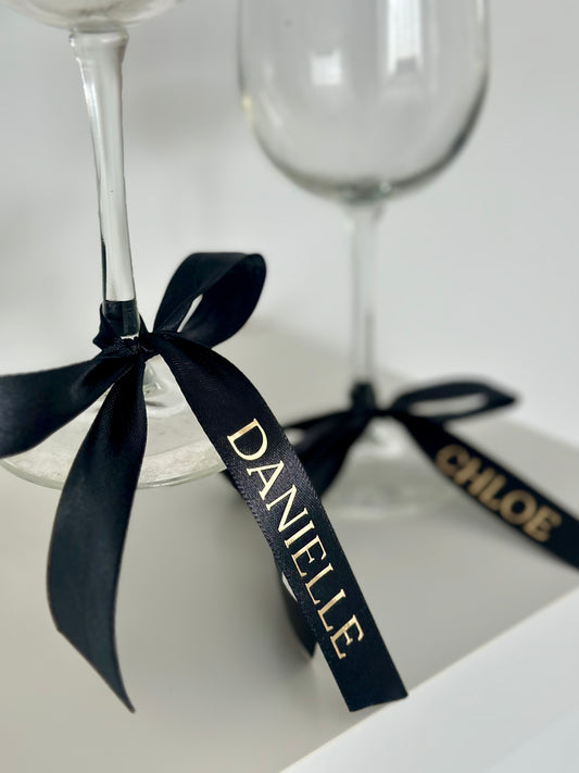 Personalised Ribbons Glasses or Name Place Settings