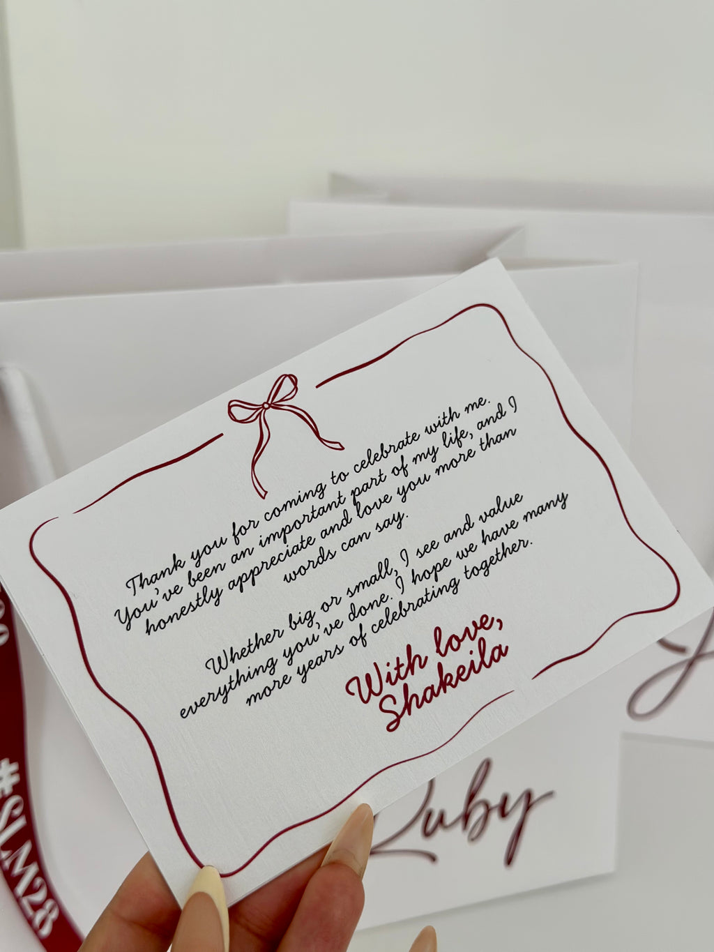 BOW THEMED THANK YOU CARD