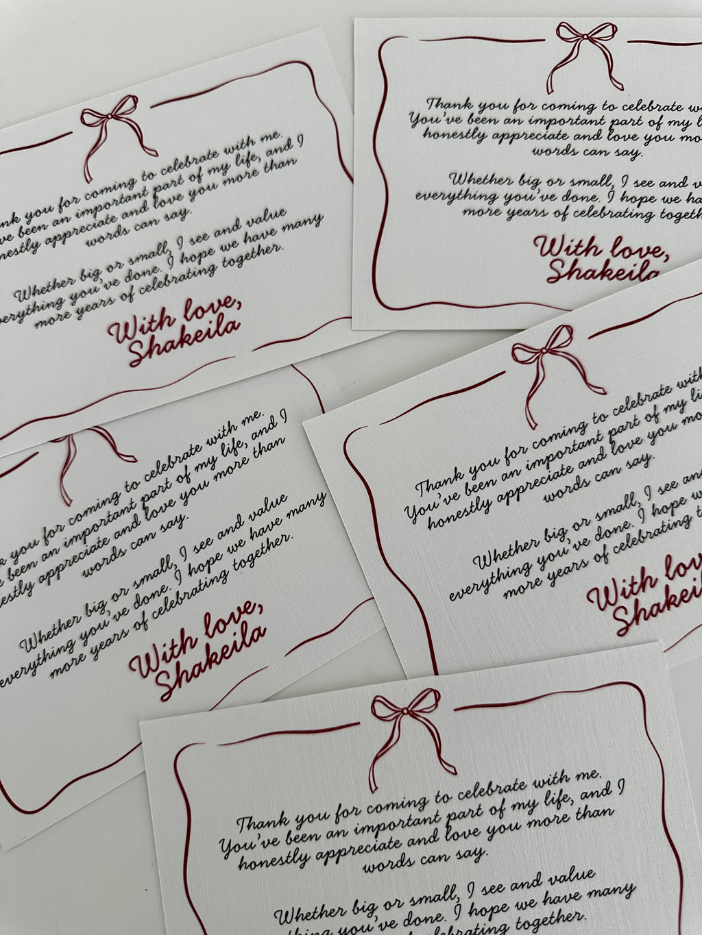 BOW THEMED THANK YOU CARD
