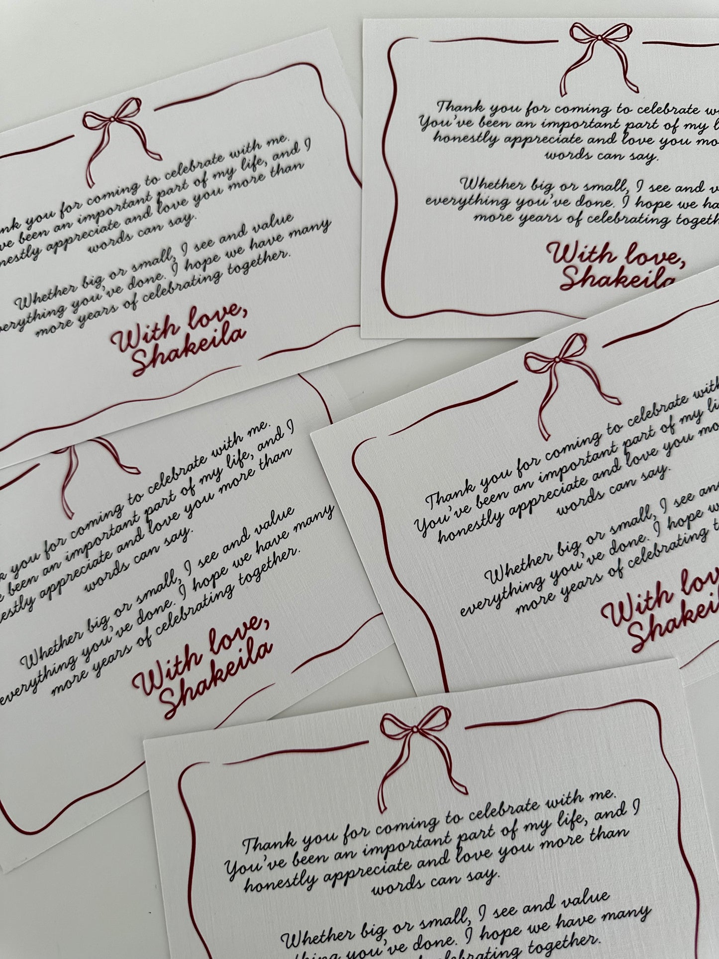 BOW THEMED THANK YOU CARD