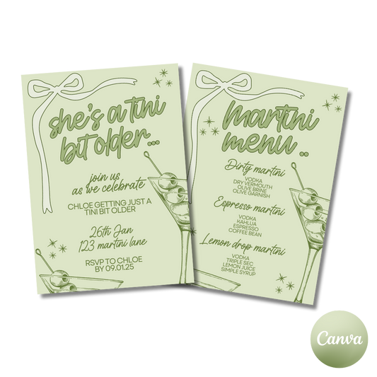 TINI BIT OLDER INVITE AND MARTINI MENU (DIGITAL)