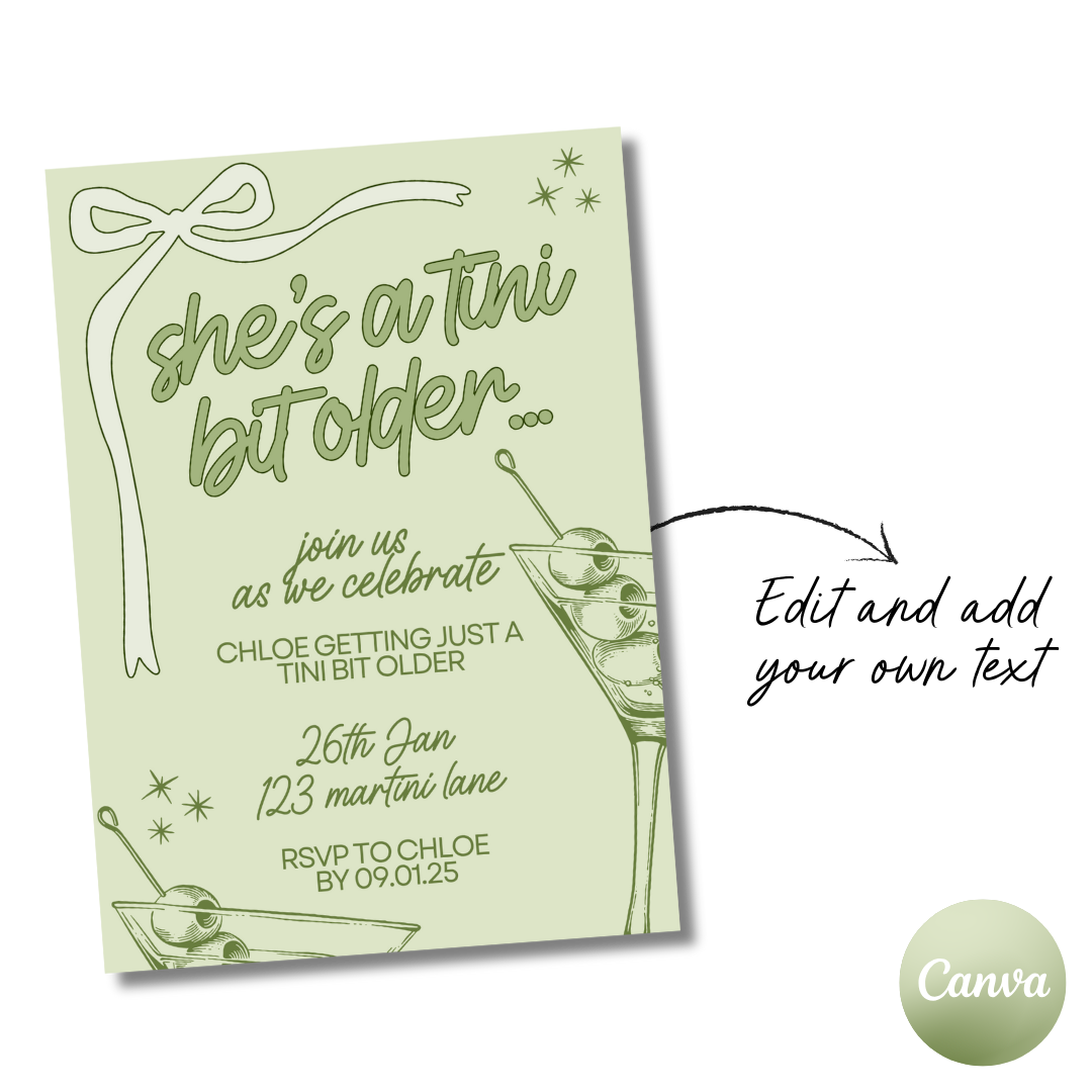 TINI BIT OLDER INVITE AND MARTINI MENU (DIGITAL)