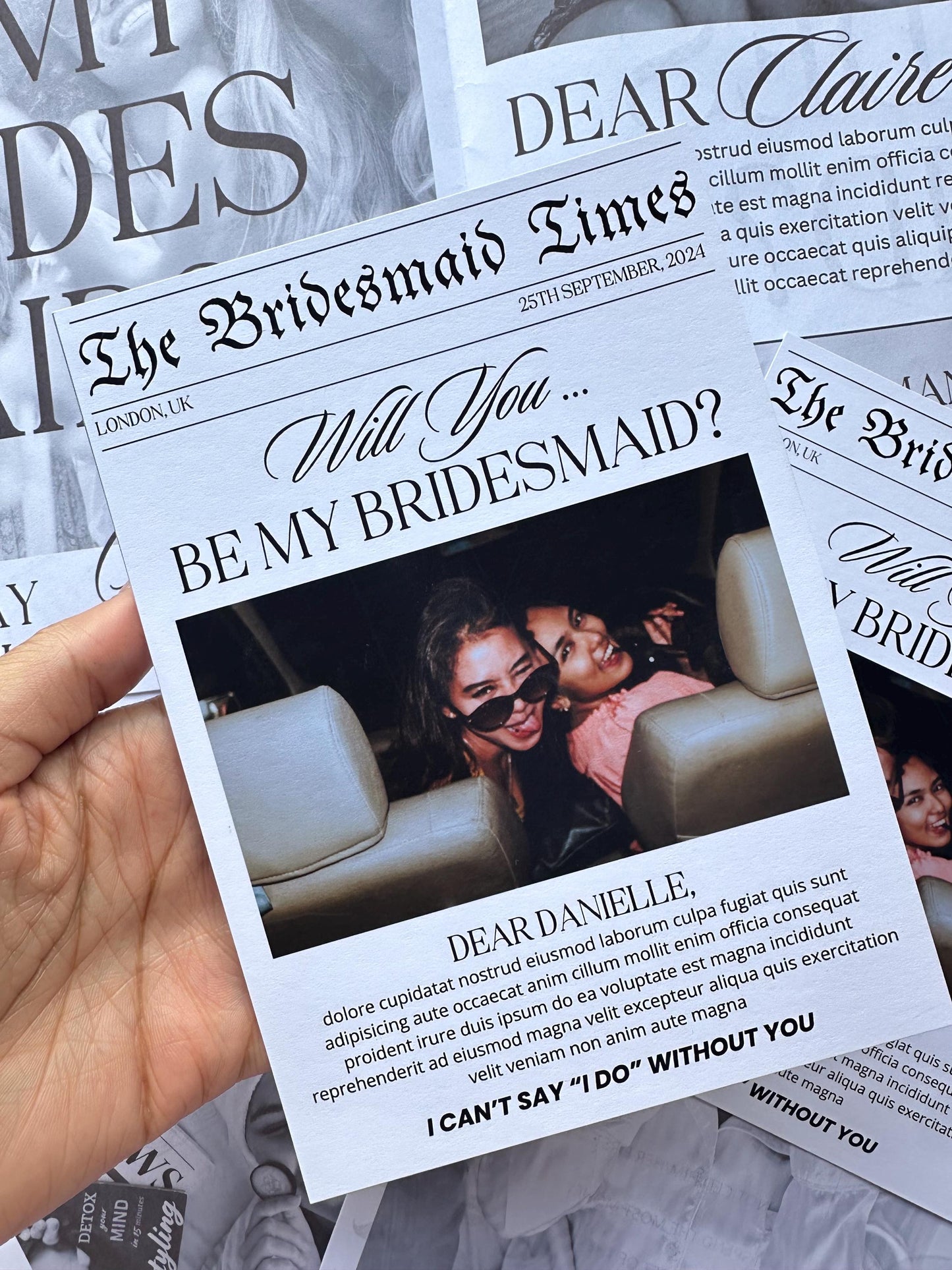 BRIDESMAID PROPOSAL NEWSPAPER CARD