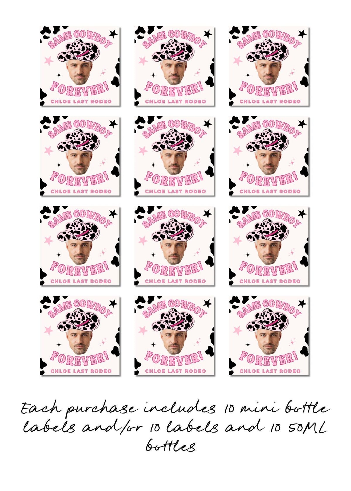 LAST RODEO PERSONALISED MINI ALCOHOL LABELS & BOTTLES